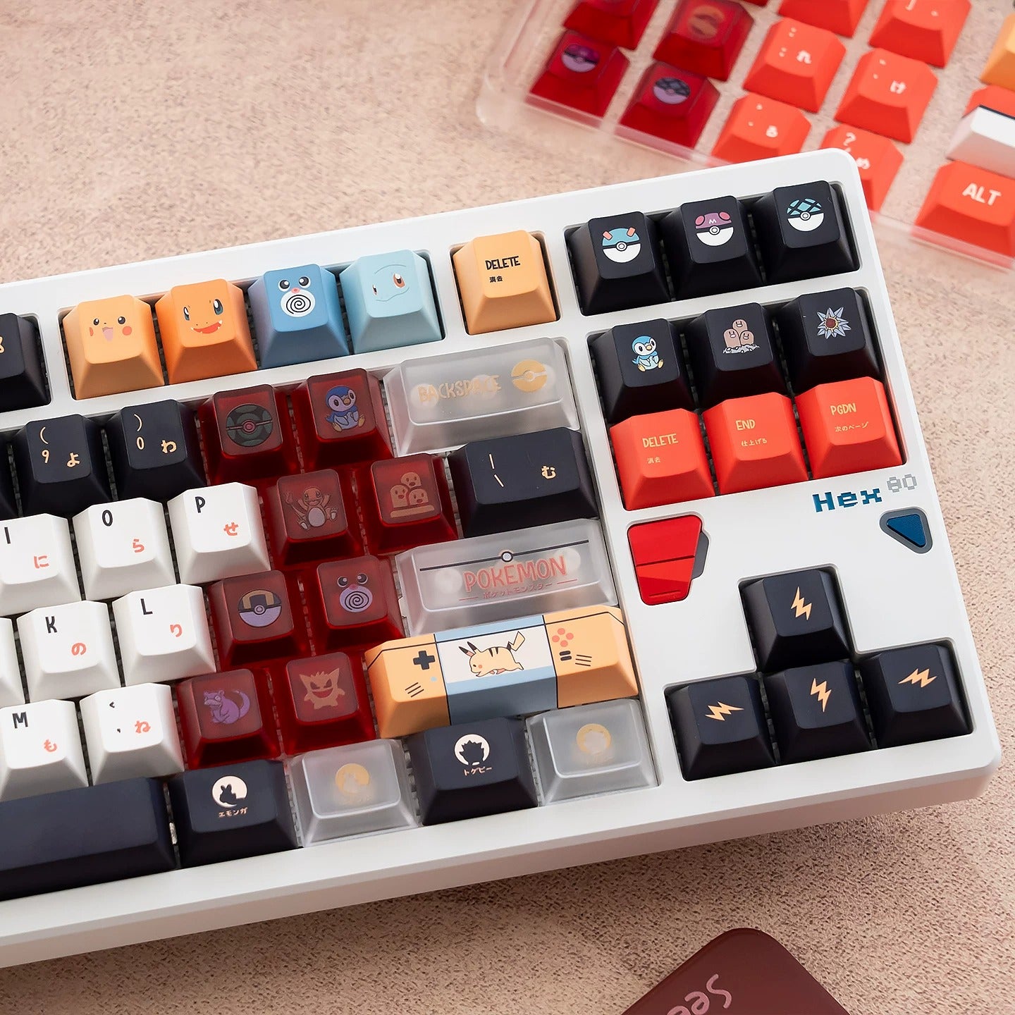 Pikachu themed keycap set, mechanical keycap PBT material material personalized keycap set, Animated cartoon keycaps, compatible with 61/64/68/75/84/87/104 mechanical keyboard replacement keycap