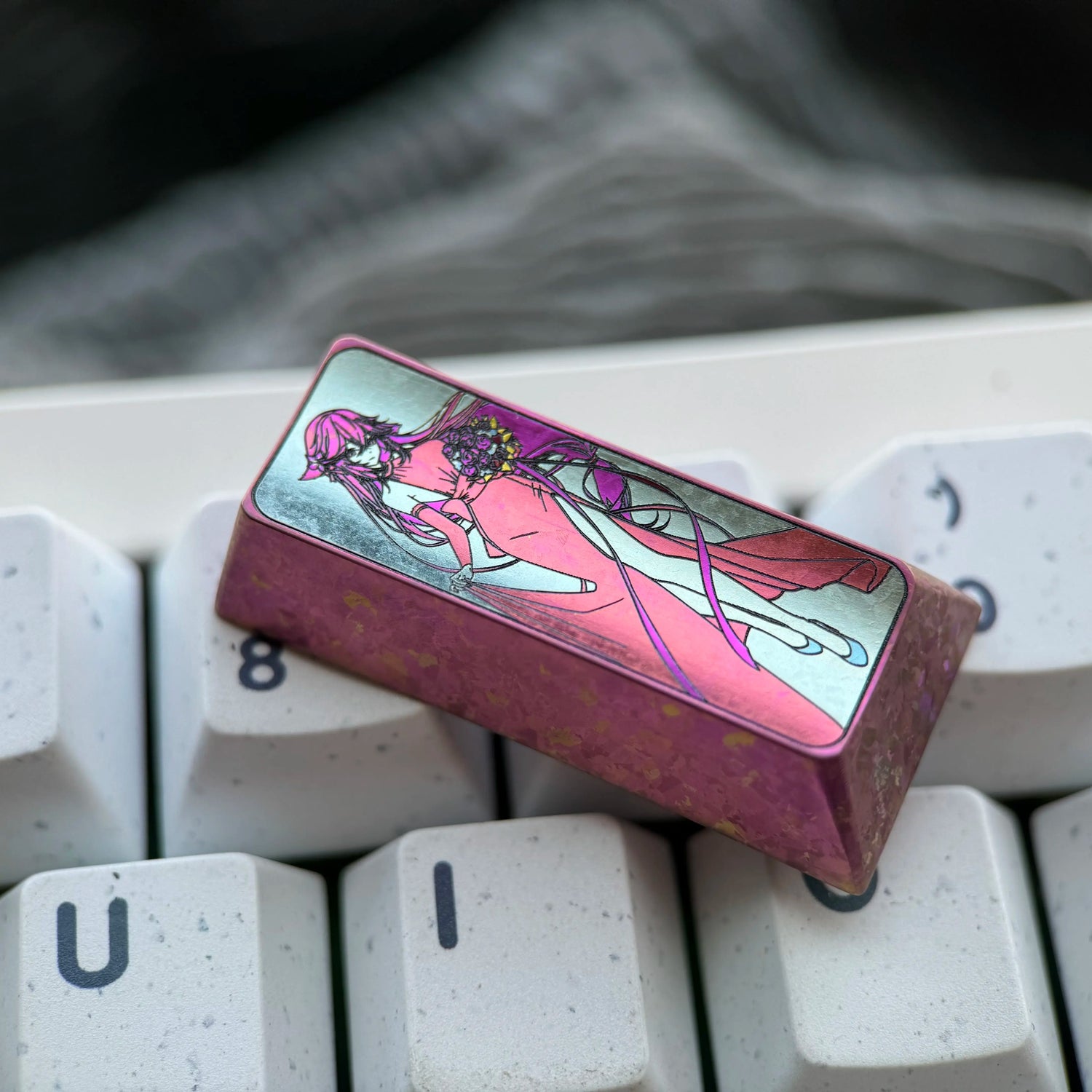 Mechanical keyboard 108% full-size keyboard, PAD keypad number area,+/Enter key, vertical 2U titanium alloy personalized key cap Collection, animation game cultural creative products, mechanical keyboard decorative key cap