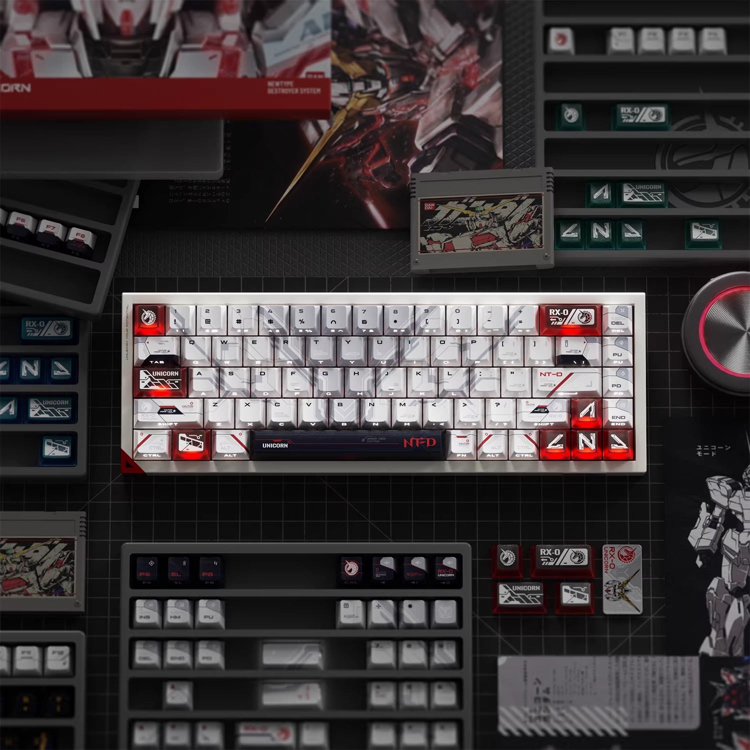 Gundam themed keycaps, RX-0，BANSHEE， 141 key+24 key PC, anime decoration keycap set
