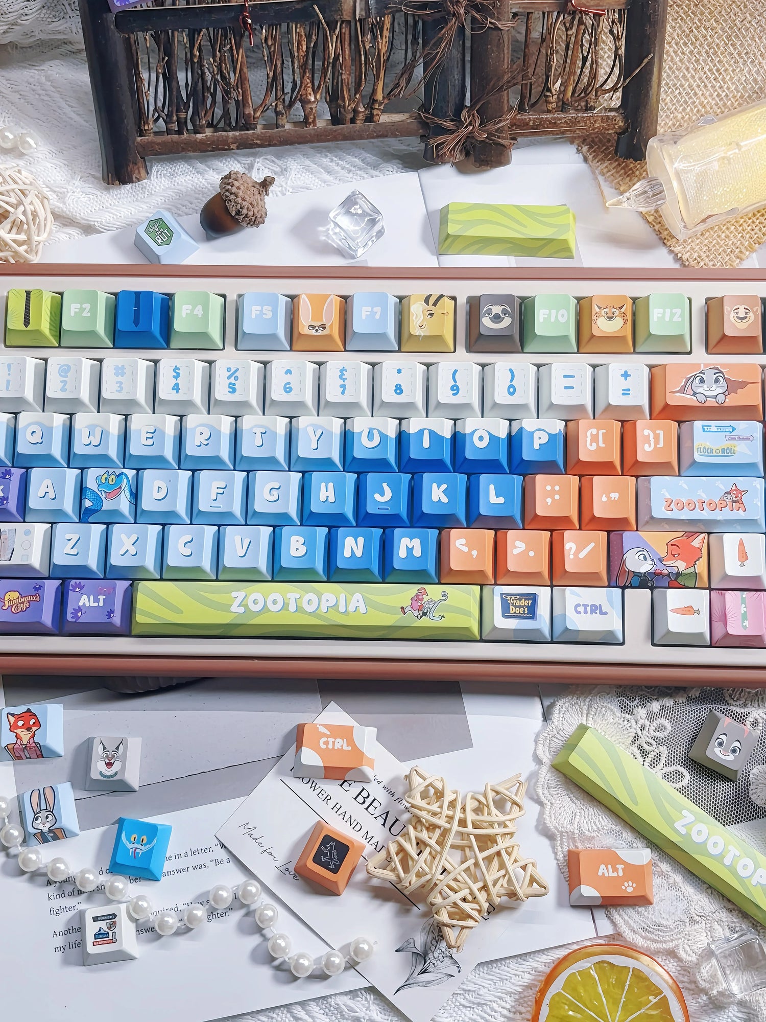 Zootopia Theme, PBT Material, Sublimation Craftsmanship, Anime Film Culture Innovation Decorative Keycap Set