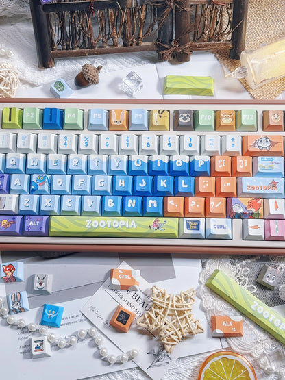 Zootopia Theme, PBT Material, Sublimation Craftsmanship, Anime Film Culture Innovation Decorative Keycap Set