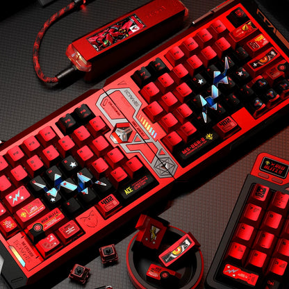GUNDAM series, designed with Johnny Ridden theme MS-06S，Keycaps Customized Mechanical Keyboard PBT Thermal Sublimation Original Factory Height, compatible with 61/64/68/75/84/87/104 key mechanical keyboards