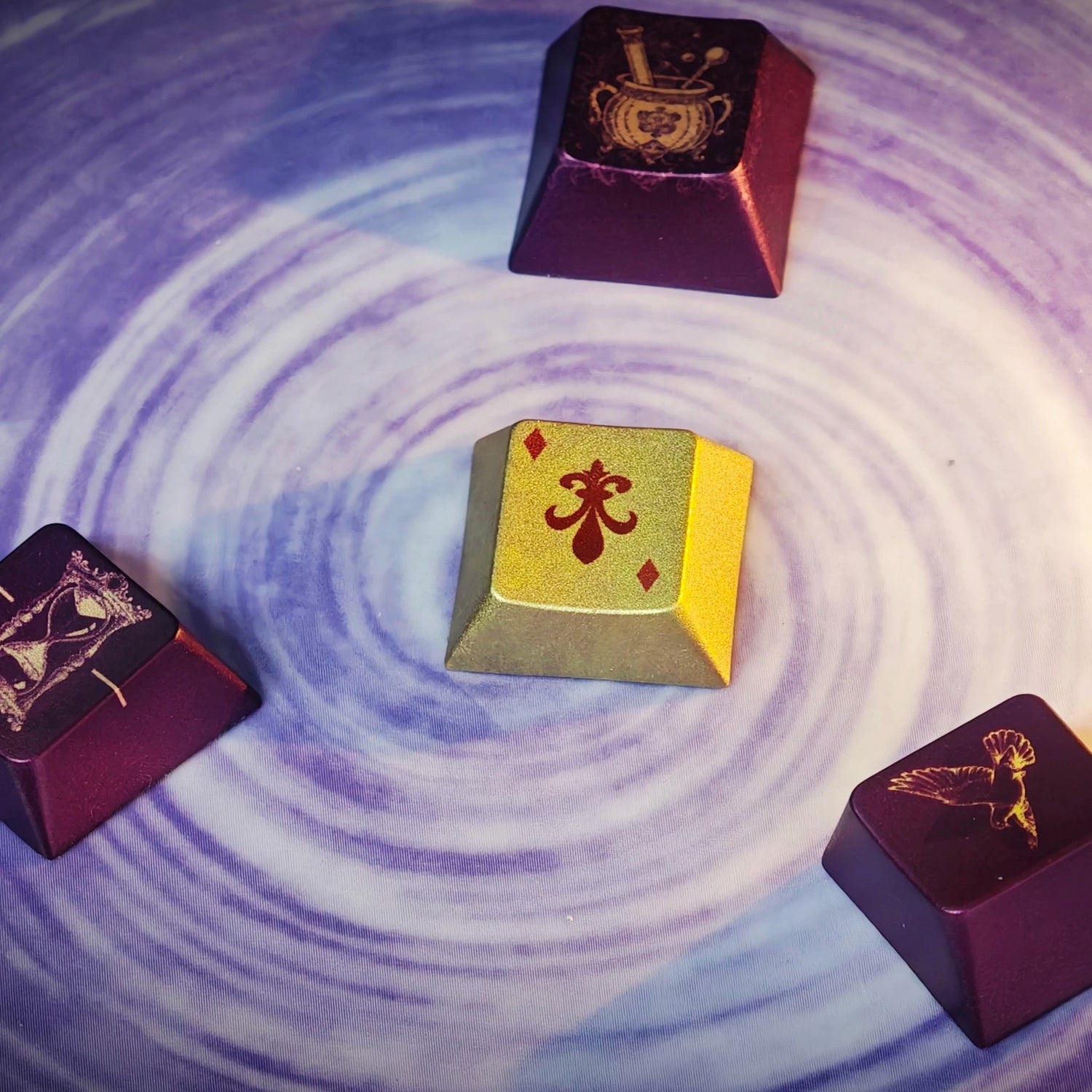 Faust Contract Theme Design, Purple Set, Metallic Paint PBT material personalized keycap set, anime and games cultural creative decoration keycap set, compatible with 61/64/68/75/84/87/104 mechanical keyboard