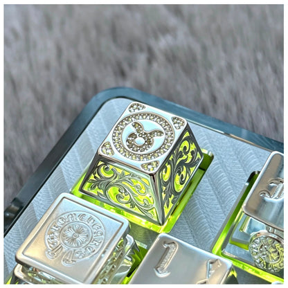 Pure silver hollow 12 Constellation  Personalized Keycaps, Mechanical Keyboard Decorative Keycaps, Constellation Divination Cultural Creative Products.