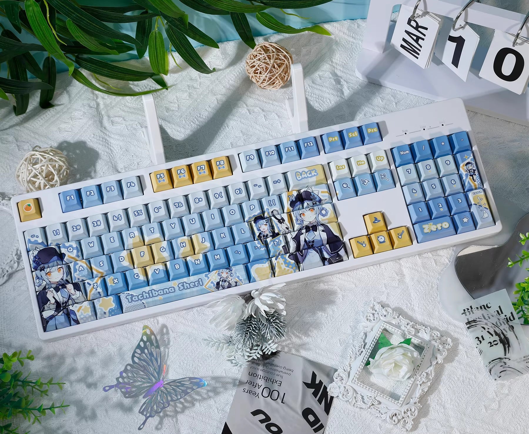 Magical Girl Witch Trial， Tachibana Sherii theme design keycap, decorative keycap set PBT anime animation keycap mechanical keyboard personalized keycap set, suitable for 61/64/68/75/84/87/104 key mechanical keyboards