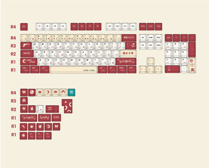Nishikigi Chisato, Lycoris Recoil Theme PBT material personalized key cap set, animation game culture creative decoration key cap set, compatible with 61/64/68/75/84/87/104 key mechanical keyboard