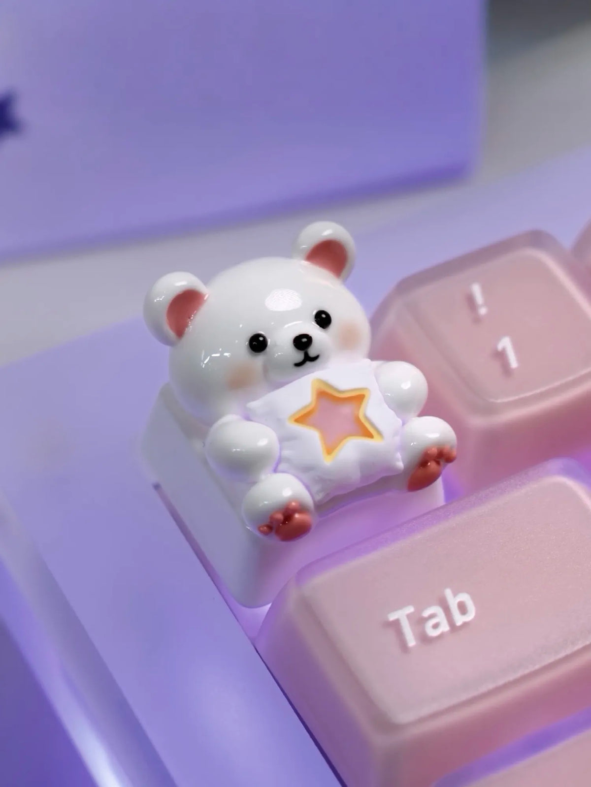 Wishing Star Bear Theme, personalized keycaps, Cute cartoon character design creative keycaps, mechanical keyboard decorative keycaps