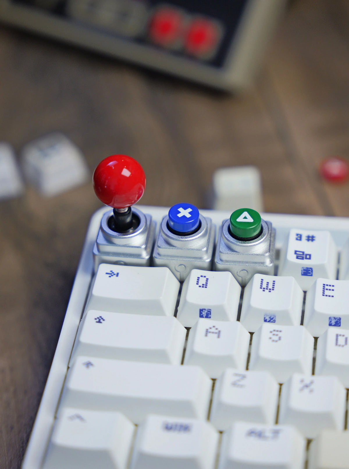 Arcade game shaped keycap set, lucky joystick+double happiness button, personalized metal keycaps, mechanical keyboard game cultural and creative peripheral, decorative keycaps