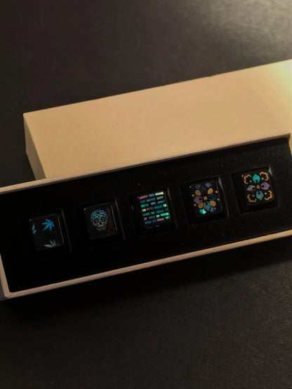 Simple geometric patterns The traditional Lacquerware decoration technique,+mother of pearl inlay, set of 5, classic and stylish game console buttons, decorative keycaps with directional key combinations