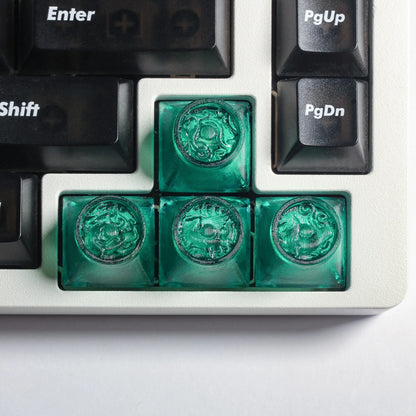 Four ancient Chinese mythical beasts, transparent resin printing material, mythological themed personalized keycaps