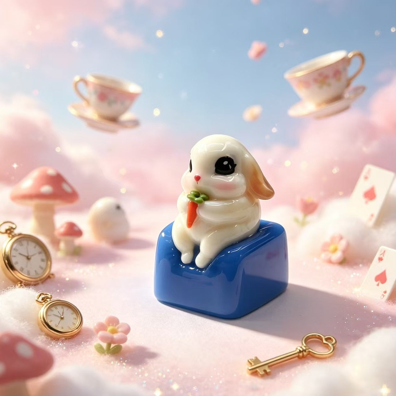 Original design rabbit sofa, clay keycap mechanical keyboard, personalized keycap customization, handmade creative gift