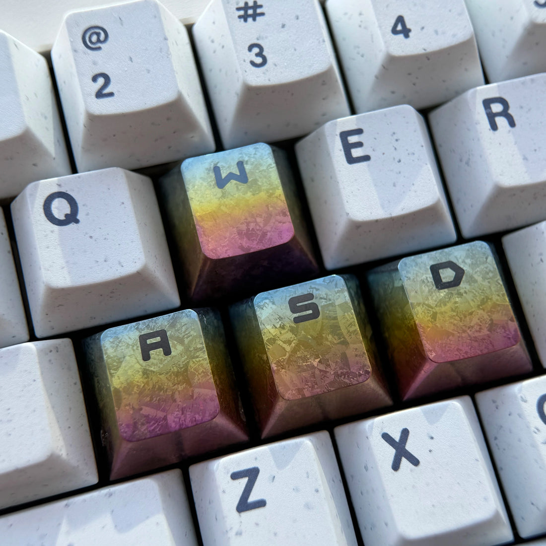 WASD key position titanium alloy material personalized decorative keycaps, corrosion-resistant gaming keycaps, metal carving art keycaps, colored titanium alloy