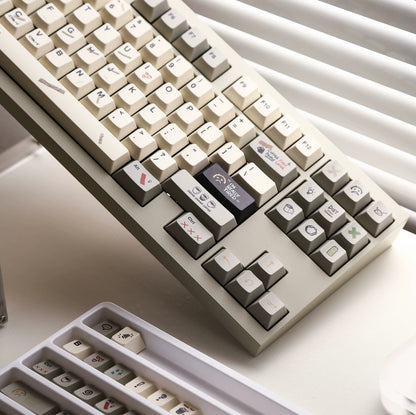 IMFKTIRED, Office keycap set, retro color scheme, PBT material Mechanical Keyboard Replacement Keycap Set, suitable for 61/64/68/75/84/87/104 Key Mechanical Keyboard