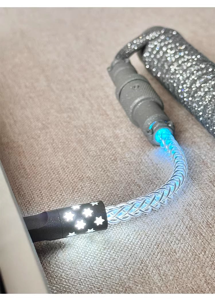Flash drill three-stage aviation plug custom data cable mechanical keyboard luminous cable supports 8k