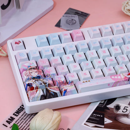 Wuthering Waves，Denia， PBT material personalized keycap set, anime keycap culture peripheral mechanical keyboard decoration keycaps， Compatible with 61/64/68/75/84/87/104 key mechanical keyboard keycap set