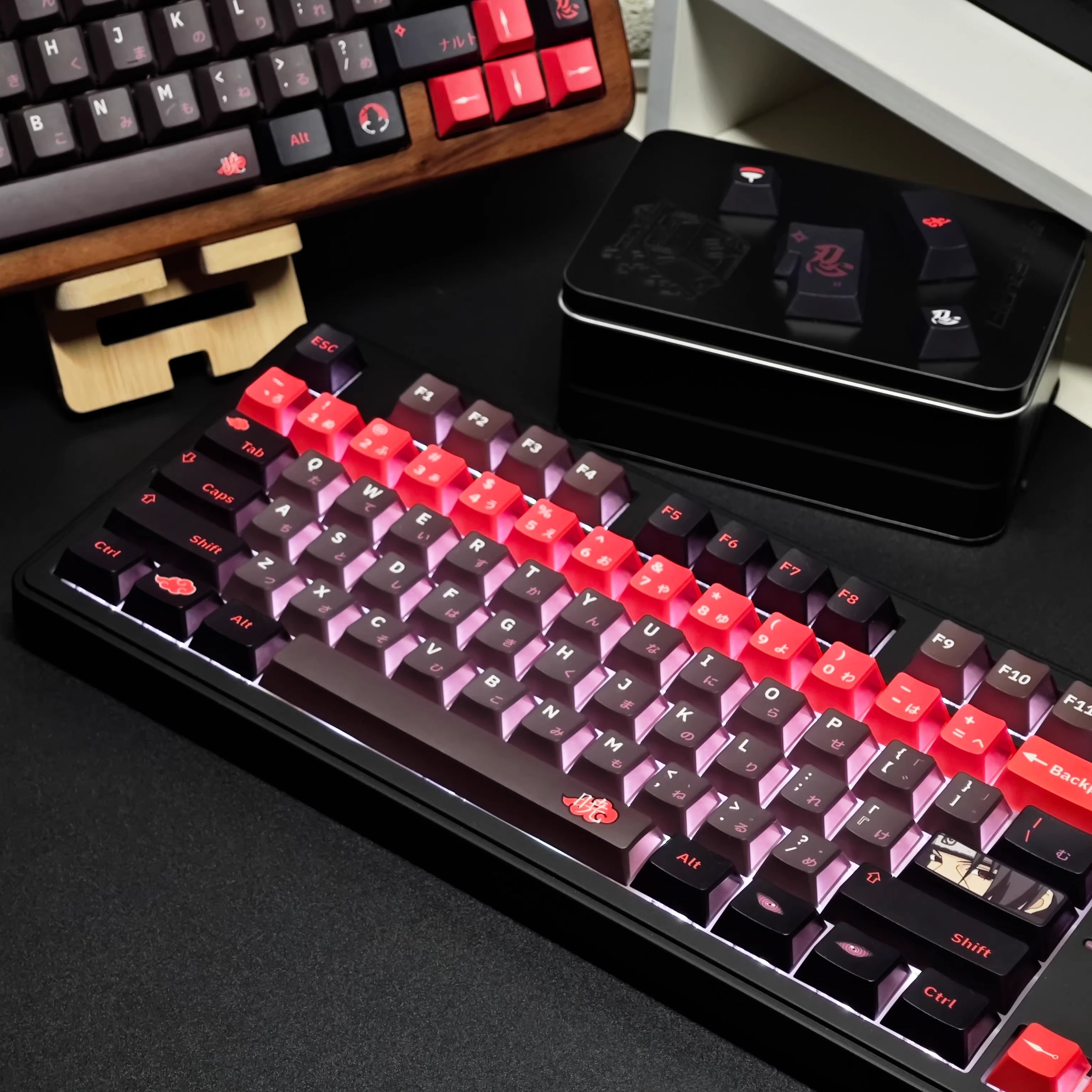 Naruto series, Akatsuki themed keycaps, Uchiha Itachi, Sharingan, PBT+PC material anime culture peripheral decoration keycap set