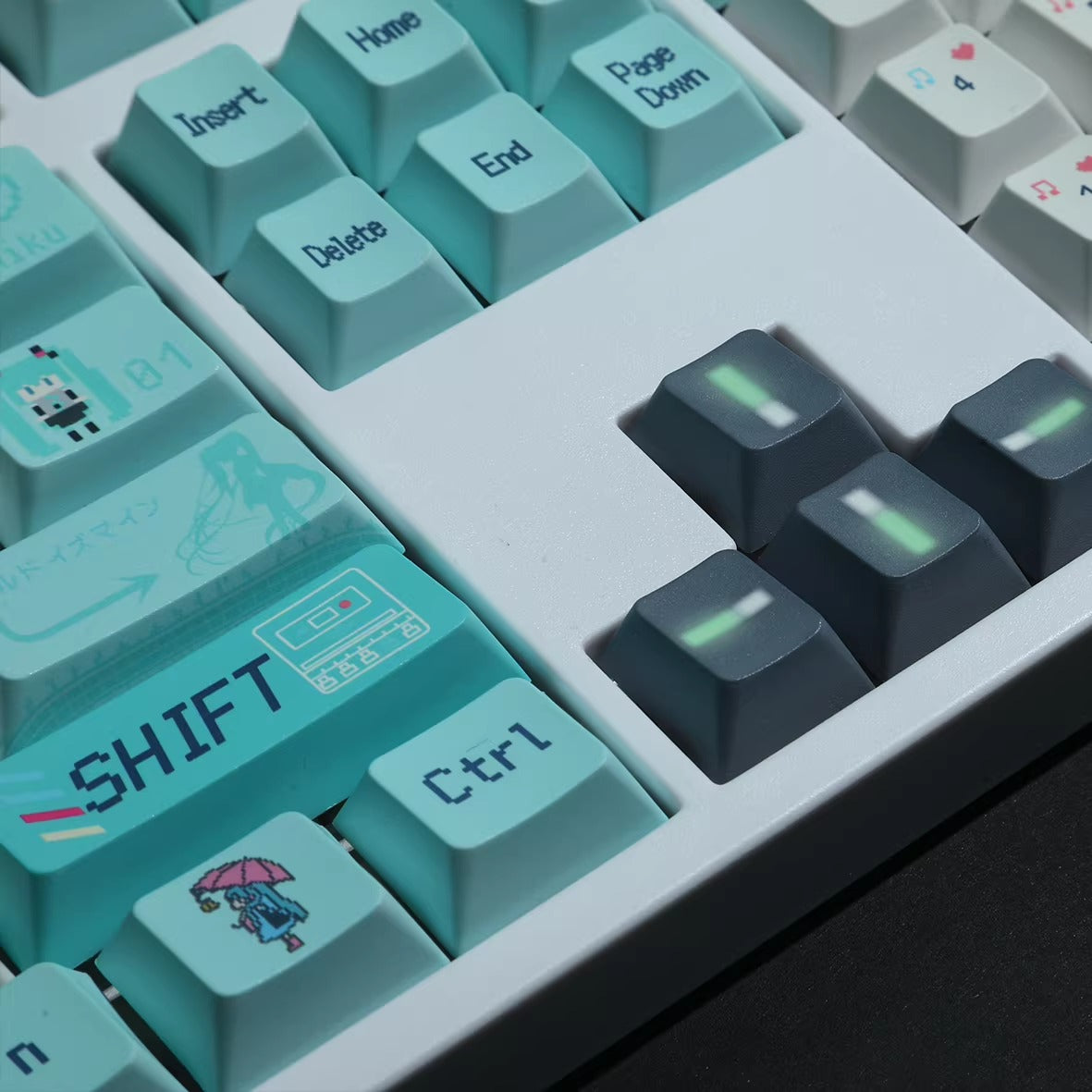 Hatsune Miku Theme PBT Material Hot Sublimation Process Personalized Keycap Set, Animation Music Theme Decoration Keycap Set