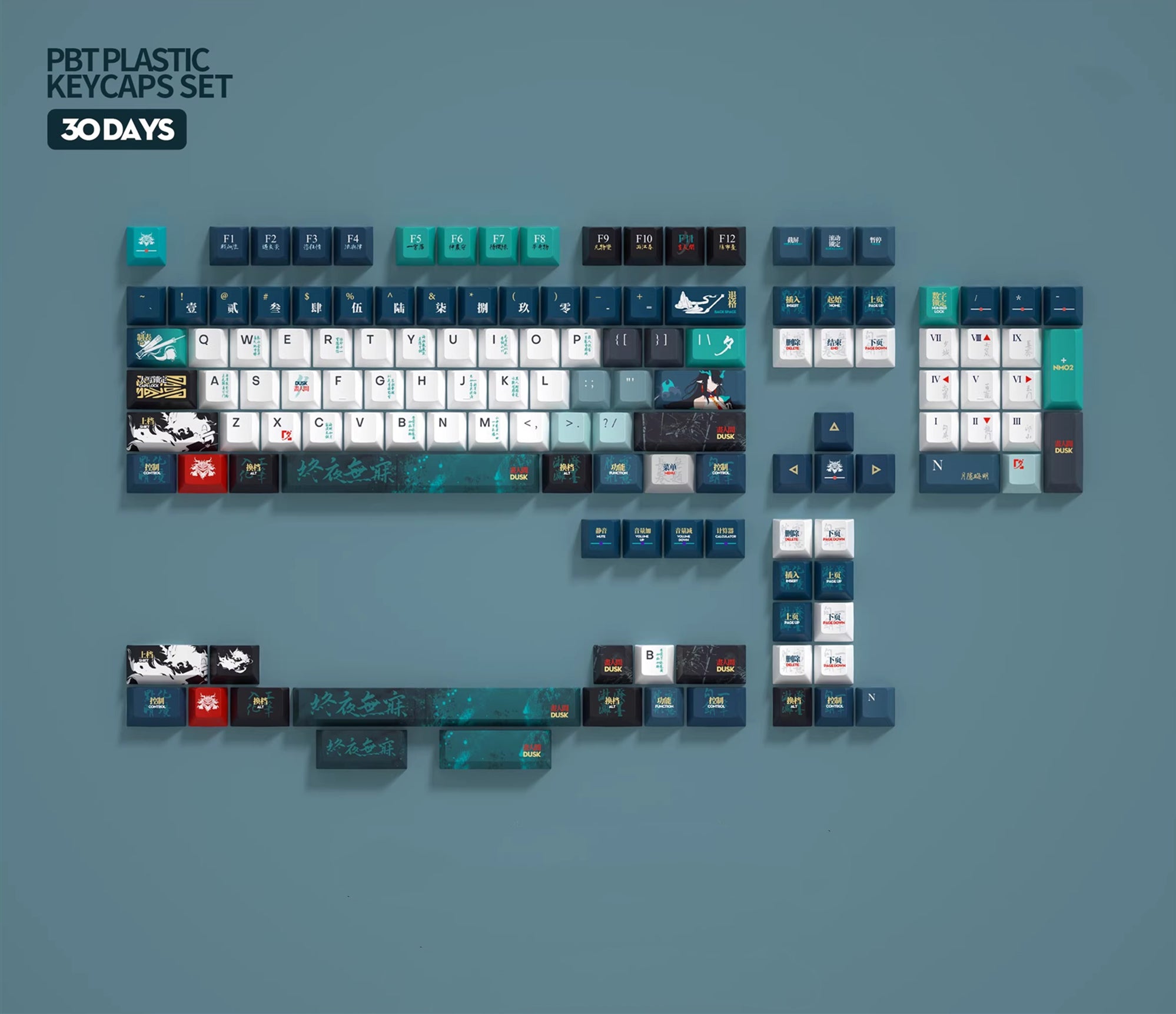 Arknights series,Dusk theme, custom set personalized keycap series, PBT material, compatible with 61/64/68/75/84/87/104 mechanical keyboard keycap set