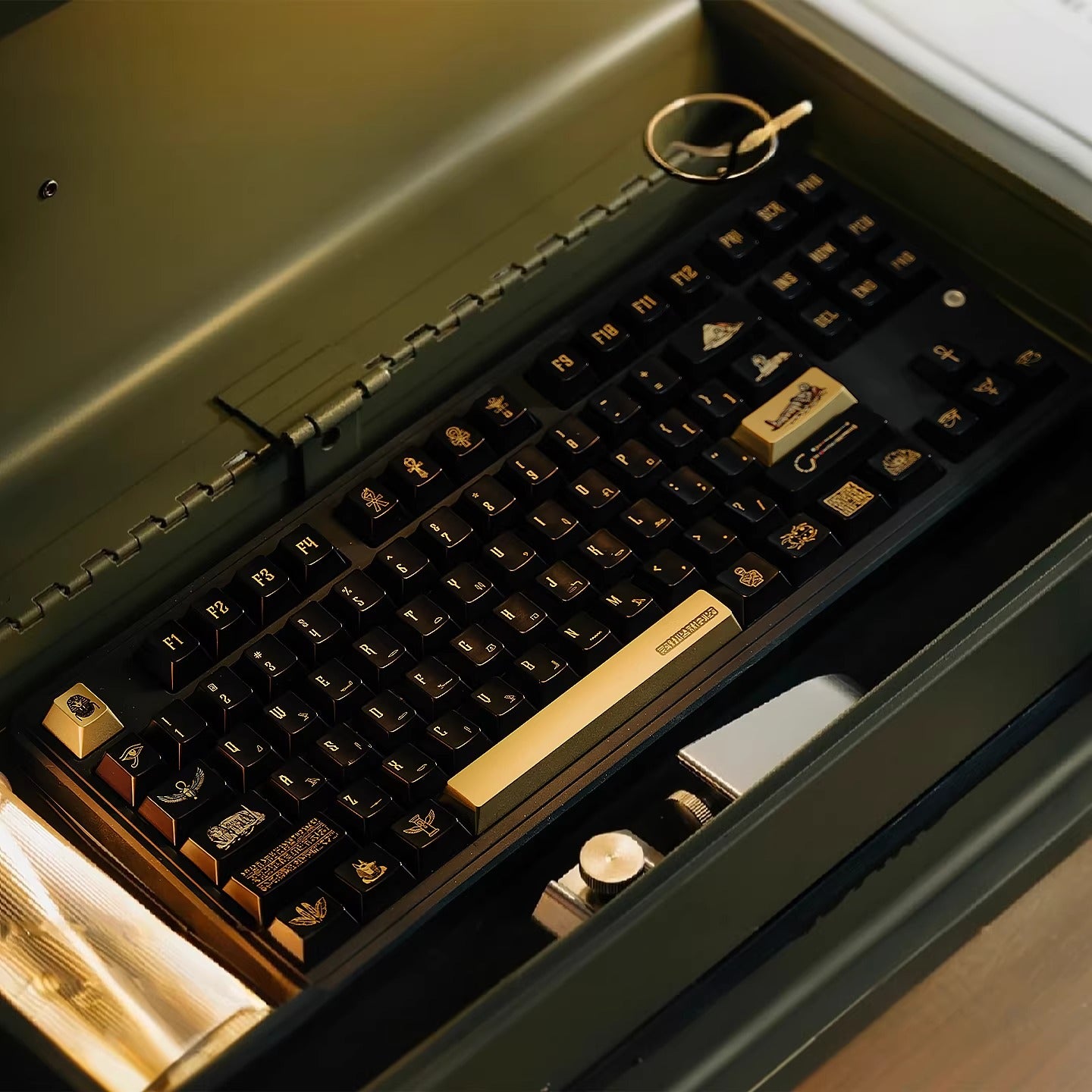 Mysterious Egypt, Metal Gloss PBT Material Personalized Keycap Set, Mechanical Keyboard Theme Design Decorative Keycap Set