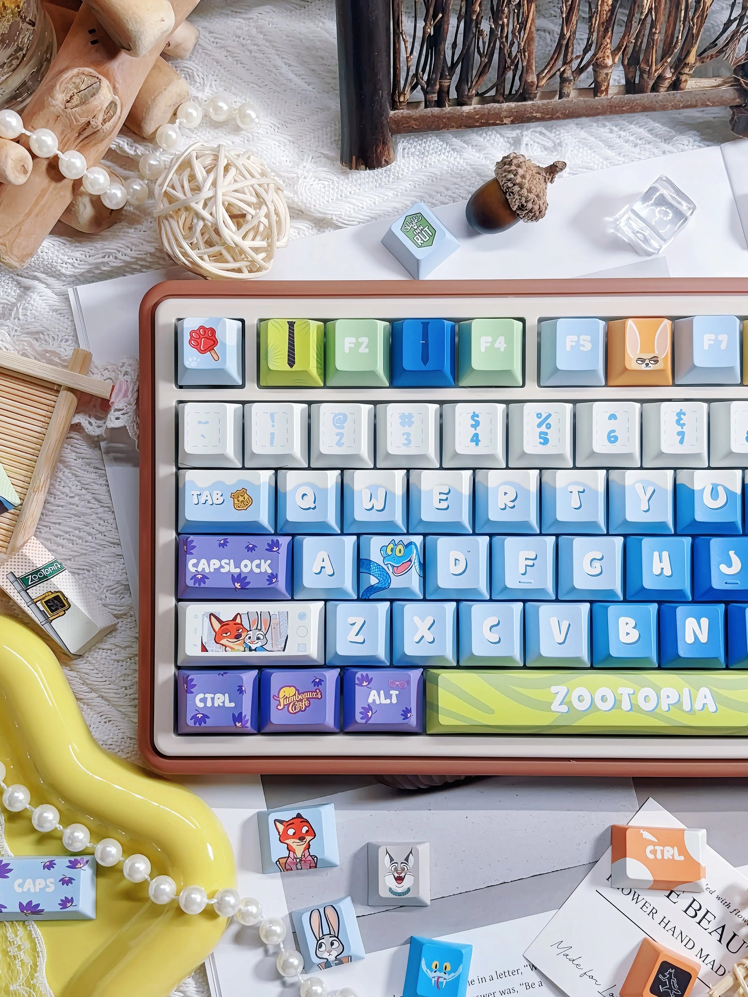 Zootopia Theme, PBT Material, Sublimation Craftsmanship, Anime Film Culture Innovation Decorative Keycap Set