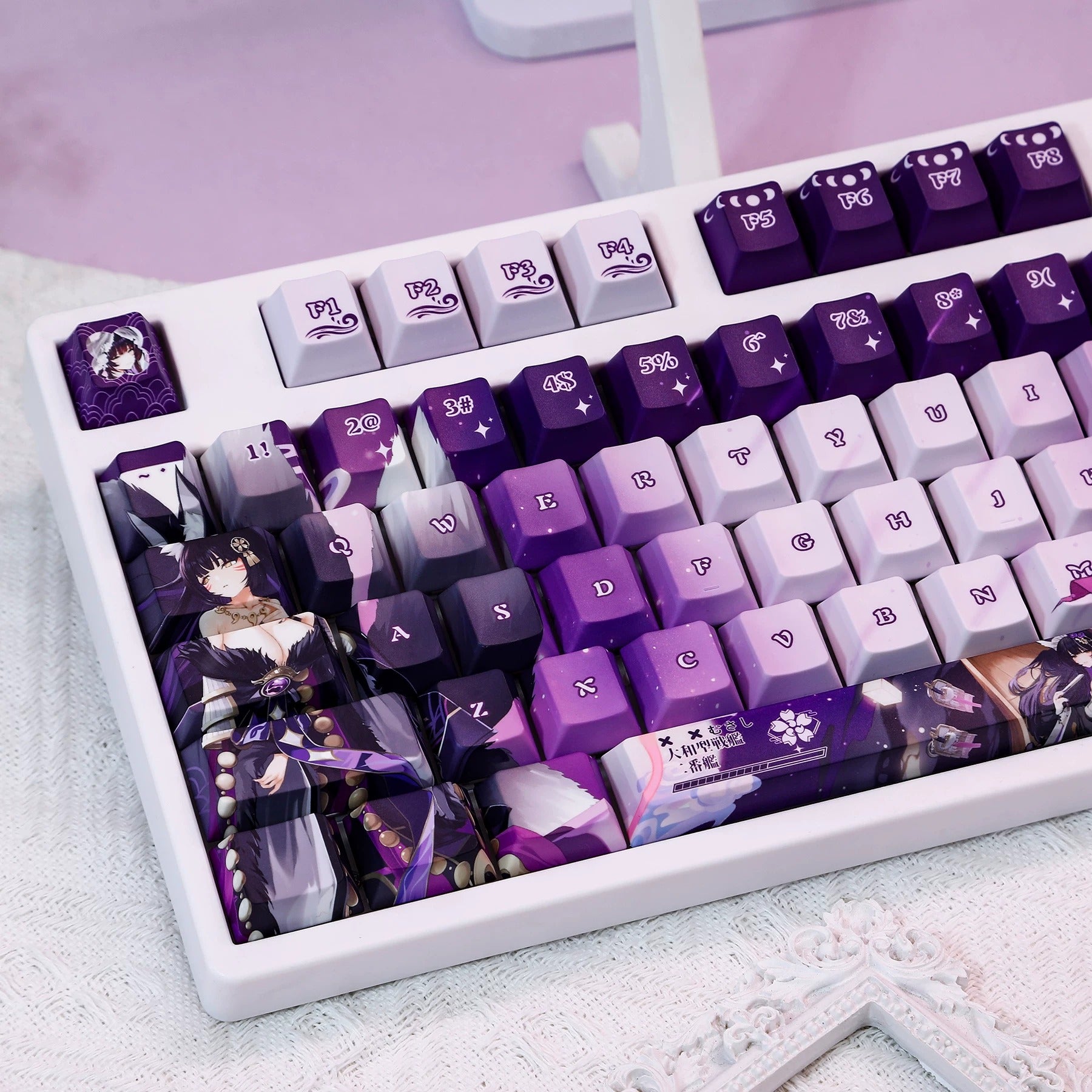 Azur Lane，Musashi theme, PBT material personalized keycap set, anime keycap culture peripheral mechanical keyboard decoration keycaps， Compatible with 61/64/68/75/84/87/104 key mechanical keyboard keycap set