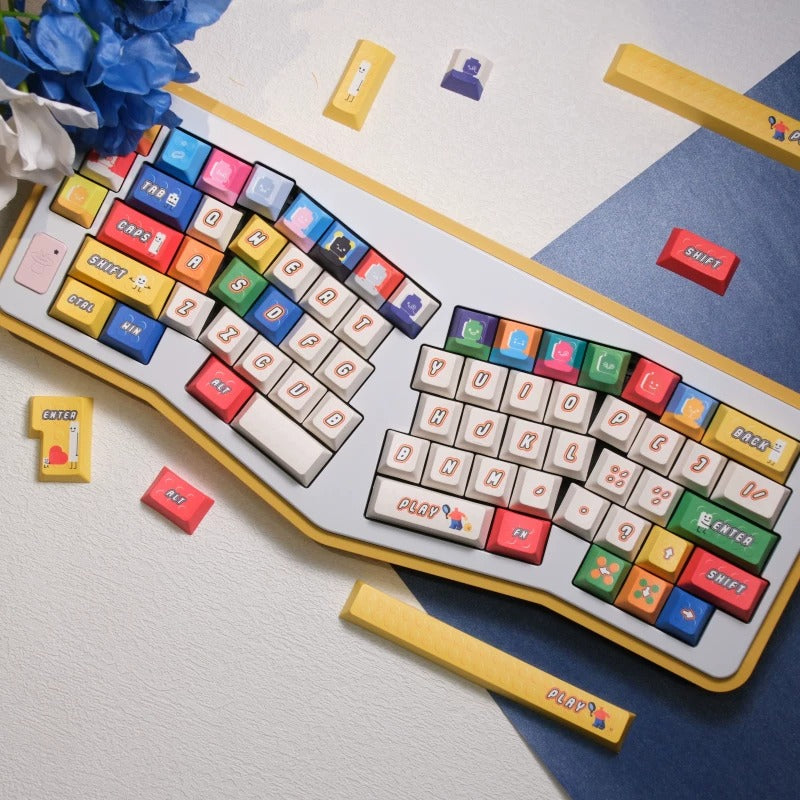 Colorful LEGO Theme Set keycaps， PBT+PC material personalized keycap set, anime and games cultural creative decoration keycap set, compatible with 61/64/68/75/84/87/104 mechanical keyboard