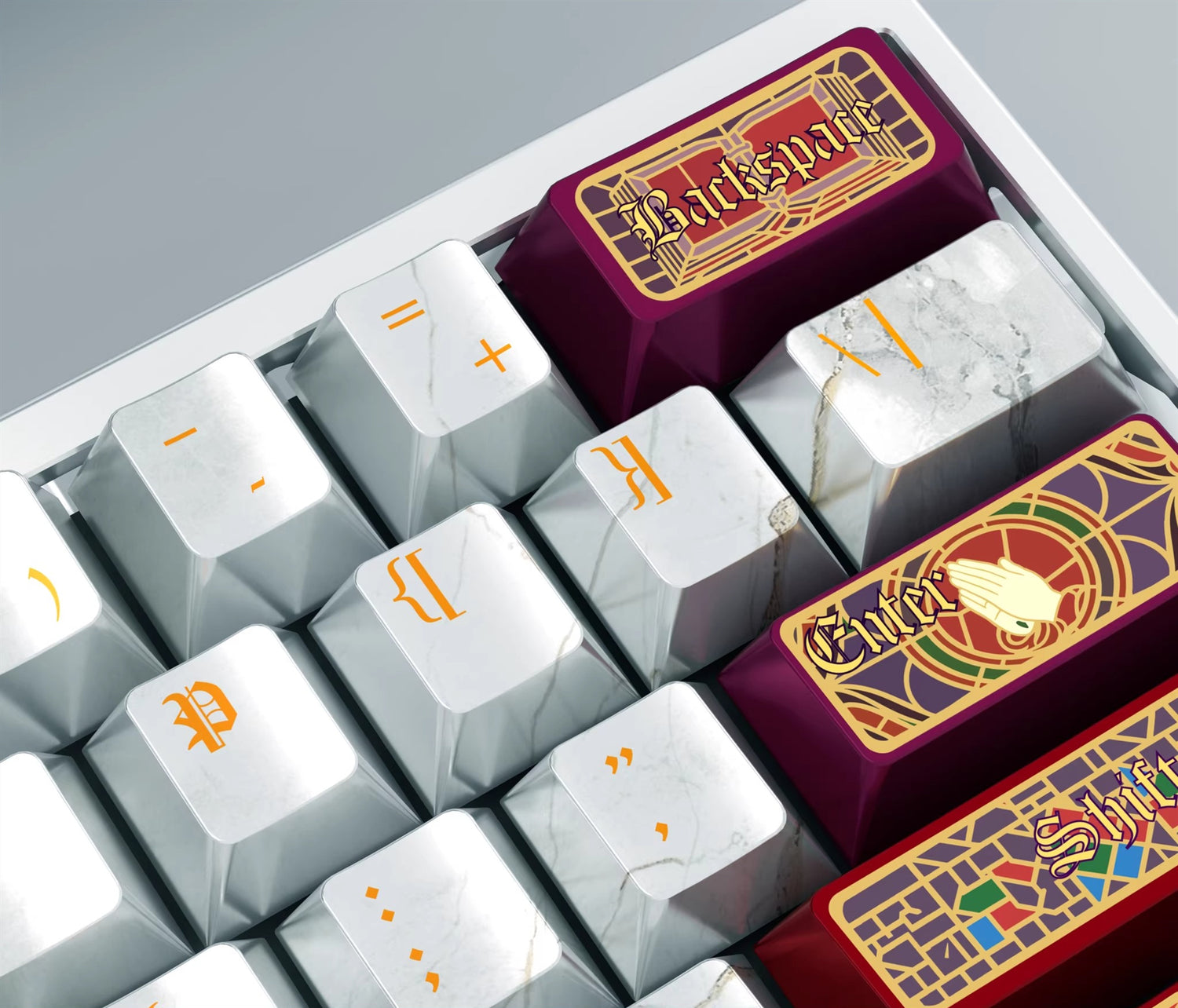 Notre Dame Cathedral theme, PBT material personalized keycap set, church window glass creative cultural decoration keycaps, suitable for 61/64/68/75/84/87/104 key mechanical keyboards