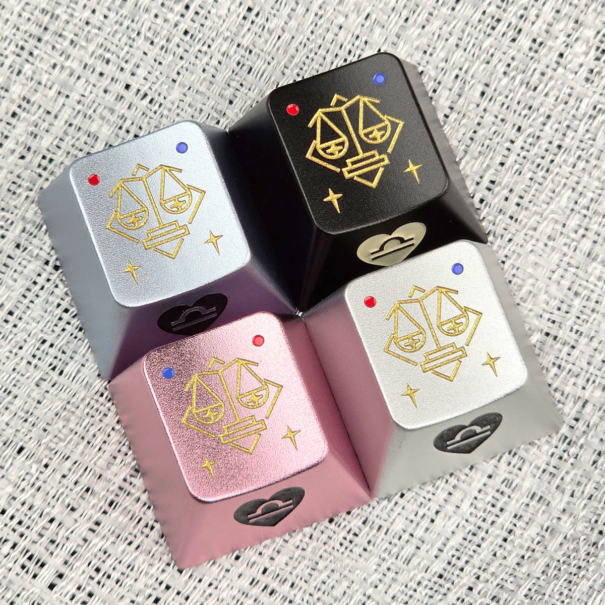 12 Constellation Aluminum Alloy Keycaps with Anodized Enamel Color Craft Metal Personalized Keycaps, Mechanical Keyboard Decorative Keycaps, Constellation Divination Cultural Creative Products.
