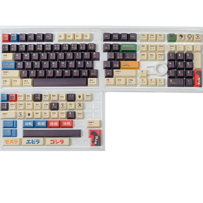 Godzilla theme, PBT material, sublimation, Monsters, dinosaurs, Game anime Personalized keycap set, original factory height mechanical keyboard decorative keycap set，anime keycap set suitable for 61/64/68/75/84/87/104 Key Mechanical Keyboard