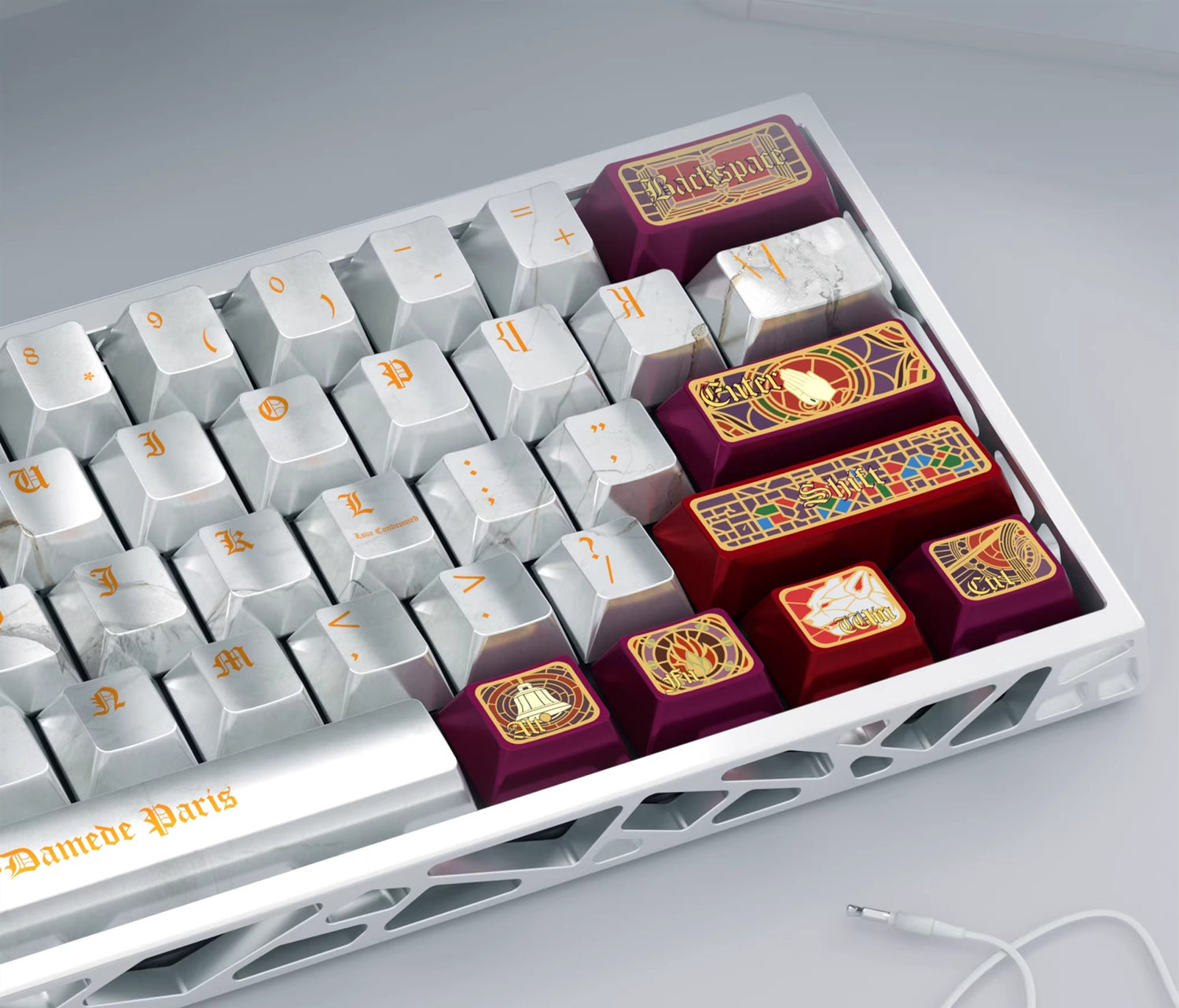 Notre Dame Cathedral theme, PBT material personalized keycap set, church window glass creative cultural decoration keycaps, suitable for 61/64/68/75/84/87/104 key mechanical keyboards