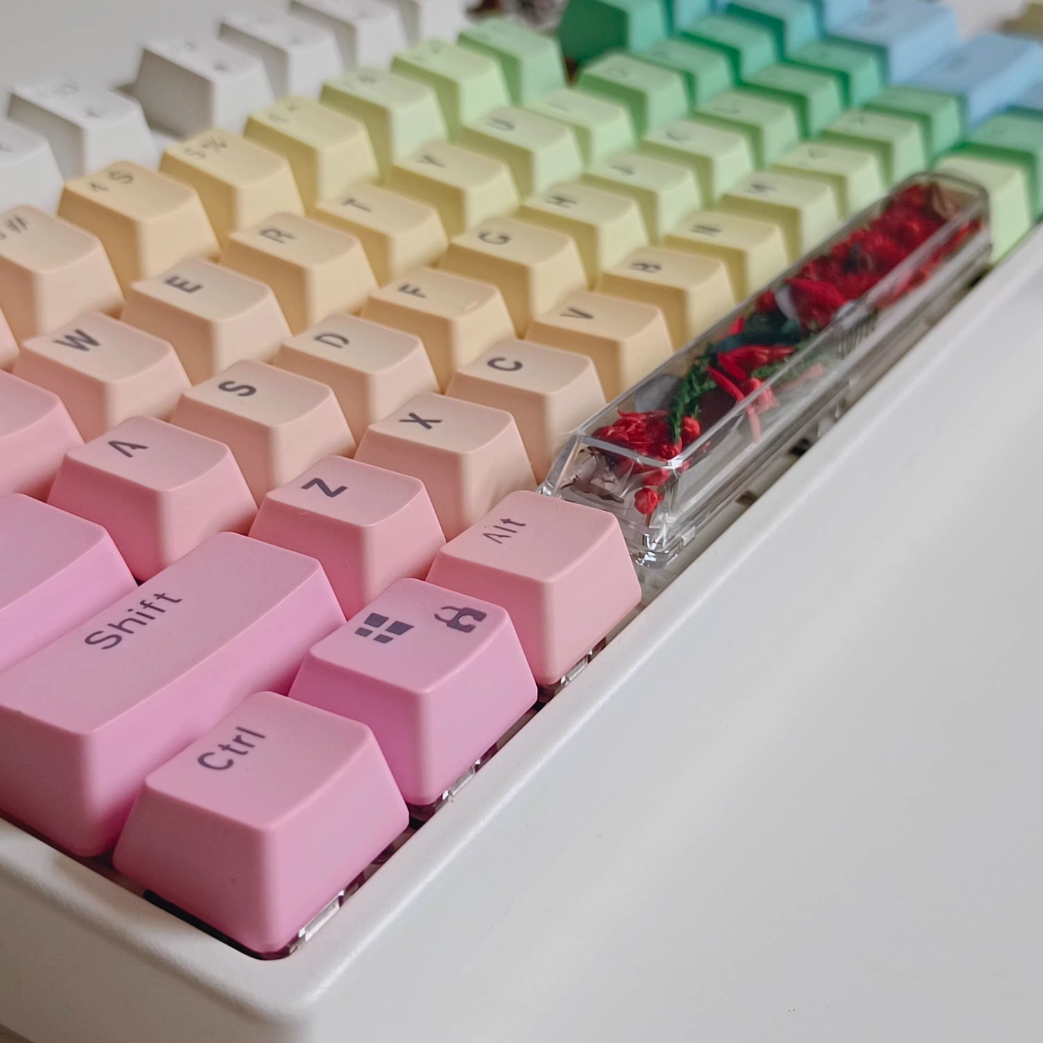 Natural Plant Specimen Eternal Flower Series, Lofree, 6.25U Crystal drops of glue Spacebar, Art Decorative Keycaps.