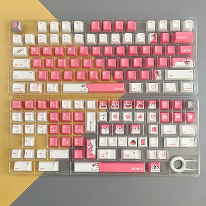 Doraemon series, pink theme, PBT material, Sublimation， Anime Game Culture Creative Decoration Set Keycaps