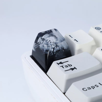 Ink wash style, crystal resin personalized keycaps, classical style resin handmade decorative keycaps