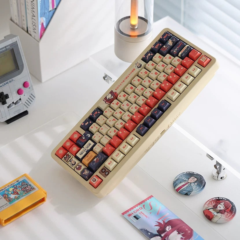Smoking Behind the Supermarket with You，PBT material Original Factory Height,  mechanical keyboard replacement keycap set, Compatible with 61/64/68/75/84/87/104 Key Mechanical Keyboard Keycap Set