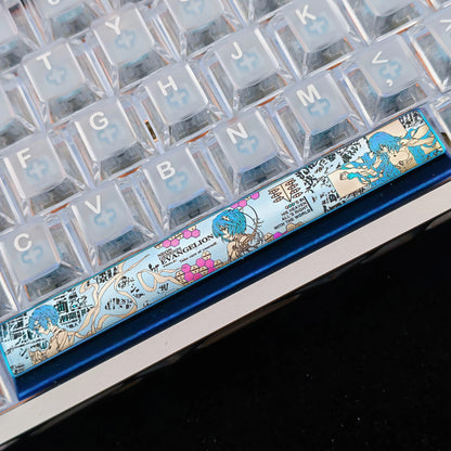 EVA series, Ayanami Rei theme, 6.25U space bar titanium alloy personalized keycaps, anime game theme design mechanical keyboard decoration keycaps