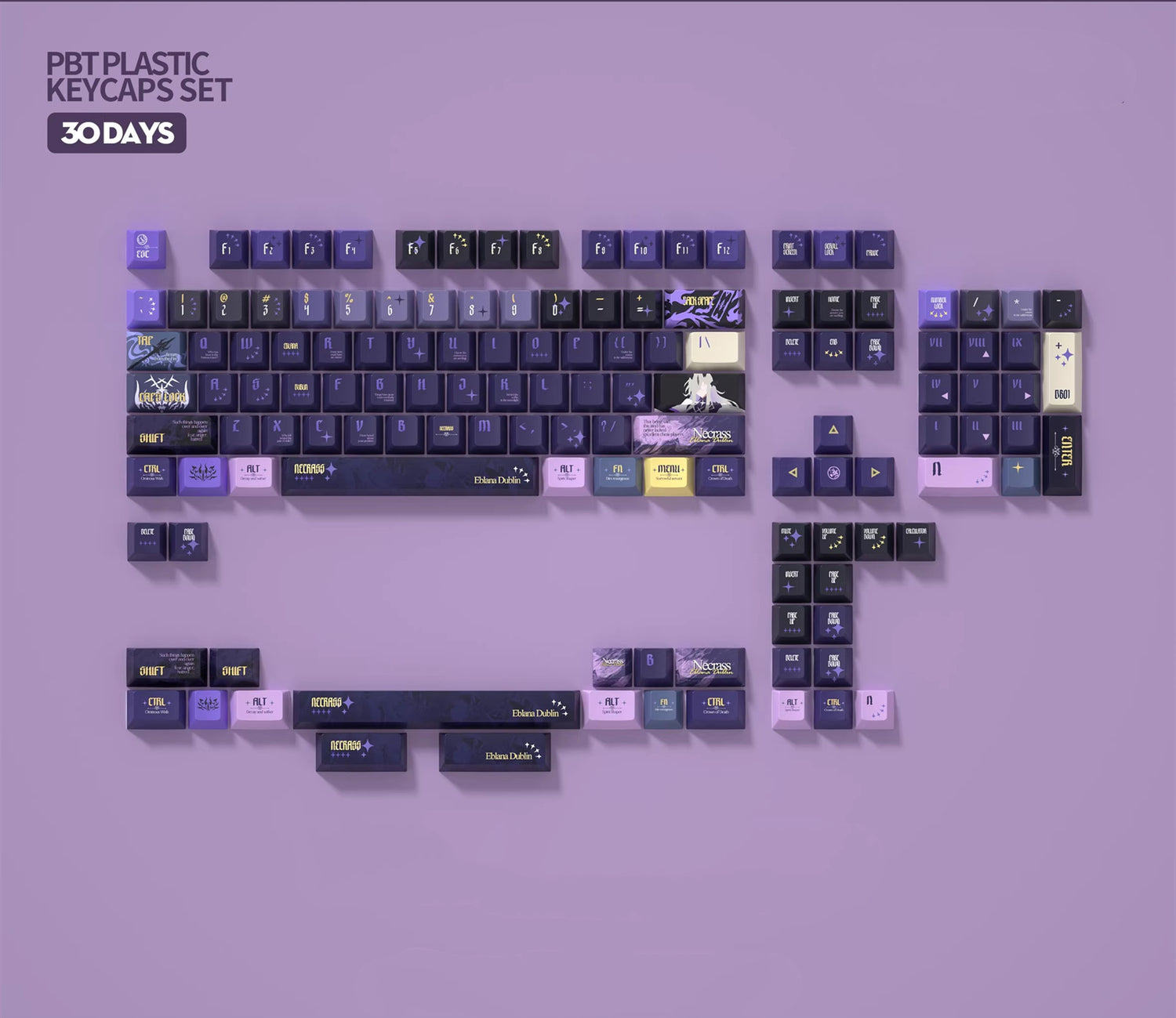 Arknights series, Eblana theme, custom set personalized keycap series, PBT material, compatible with 61/64/68/75/84/87/104 mechanical keyboard keycap set