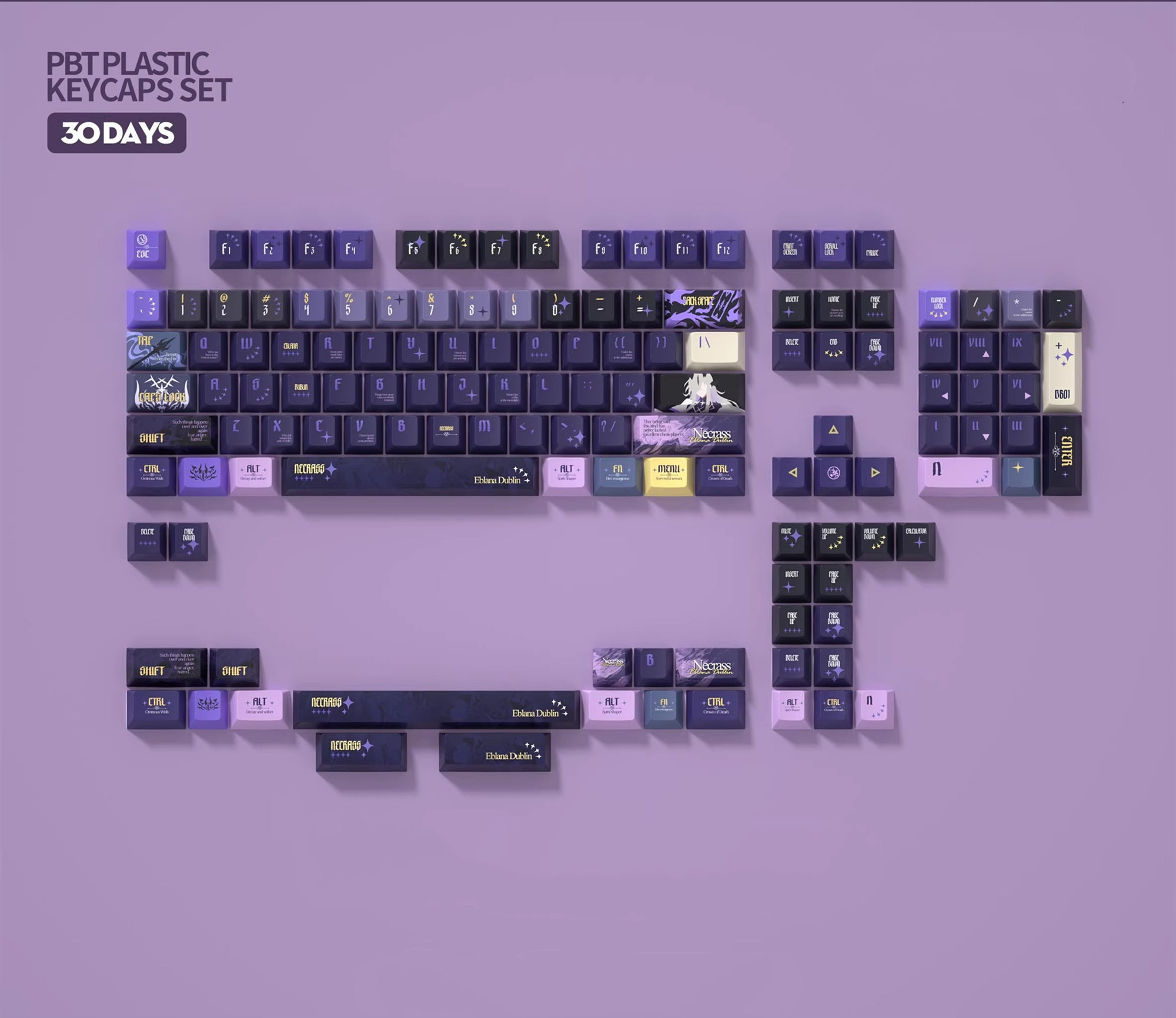 Arknights series, Eblana theme, custom set personalized keycap series, PBT material, compatible with 61/64/68/75/84/87/104 mechanical keyboard keycap set