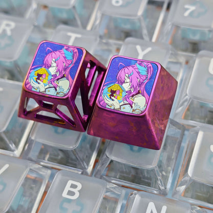 Wuthering Waves, Aemeath, 1U titanium alloy personalized keycaps, anime, gaming, cultural and creative mechanical keyboards, metal decorative keycaps