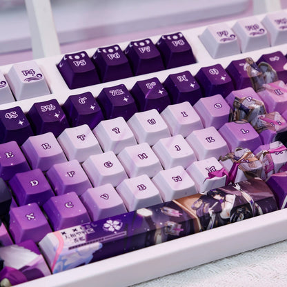 Azur Lane，Musashi theme, PBT material personalized keycap set, anime keycap culture peripheral mechanical keyboard decoration keycaps， Compatible with 61/64/68/75/84/87/104 key mechanical keyboard keycap set