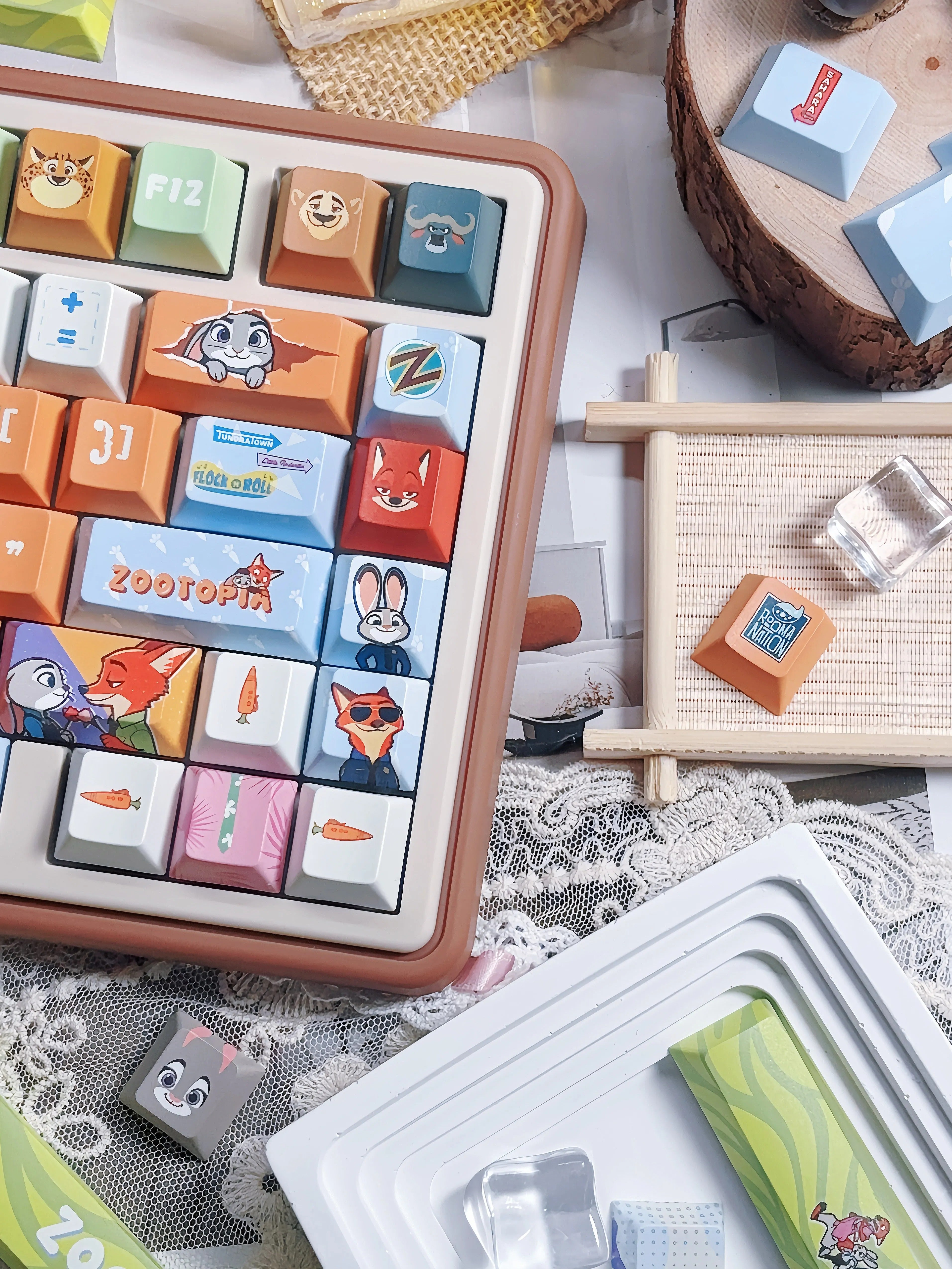 Zootopia Theme, PBT Material, Sublimation Craftsmanship, Anime Film Culture Innovation Decorative Keycap Set