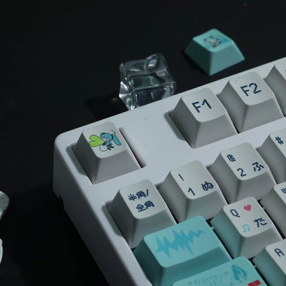 Hatsune Miku Theme PBT Material Hot Sublimation Process Personalized Keycap Set, Animation Music Theme Decoration Keycap Set