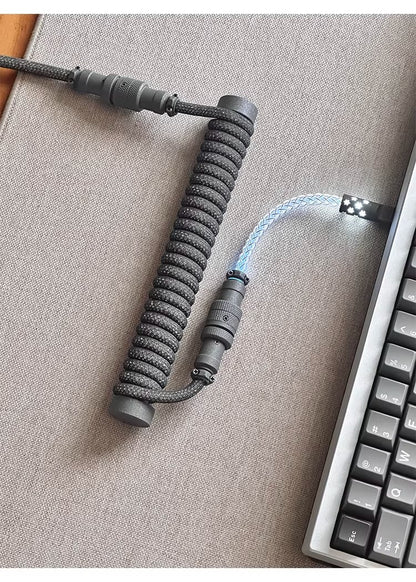 Flash drill three-stage aviation plug custom data cable mechanical keyboard luminous cable supports 8k