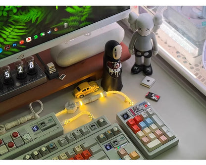 Customized single crystal copper handmade mechanical keyboard data cable, full body luminous star hollow plug, aviation plug, personalized luminous cable