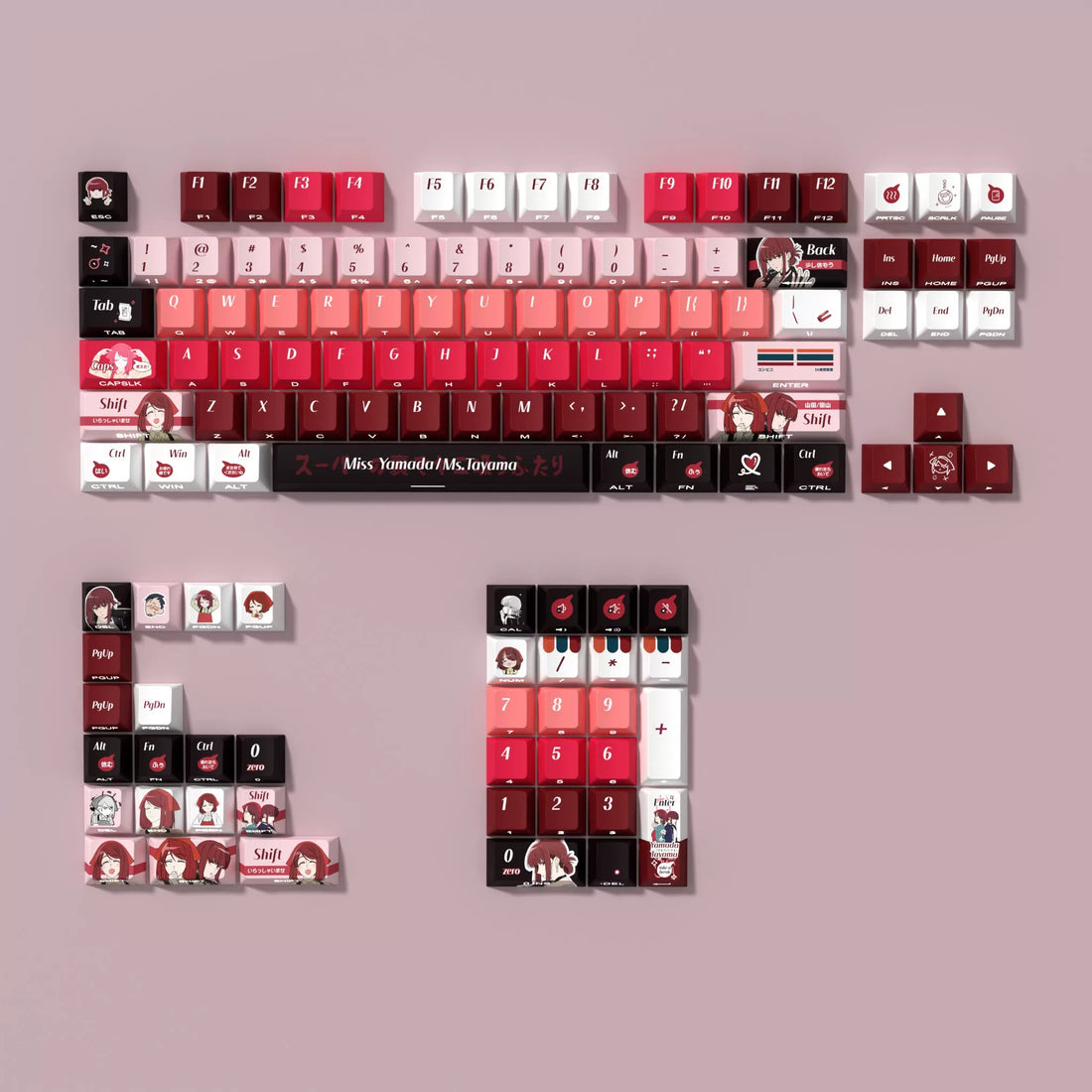 Smoking Behind the Supermarket with You, Yamada themed keycap set, PBT material personalized keycap set, anime and game cultural and creative decorative keycap set, compatible with 61/64/68/75/84/87/104 key mechanical keyboards