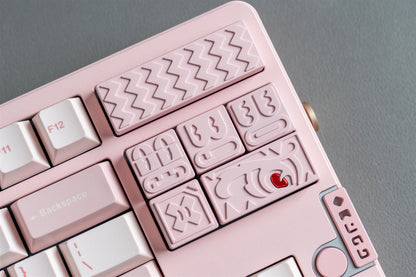 Virtual Kingdom Theme Emotion EMOTION CNC Anode Silver Black Pink Metal Personalized Decorative Keycap Set.
