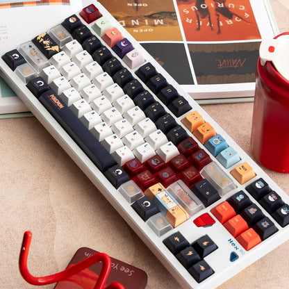 Pikachu themed keycap set, mechanical keycap PBT material material personalized keycap set, Animated cartoon keycaps, compatible with 61/64/68/75/84/87/104 mechanical keyboard replacement keycap