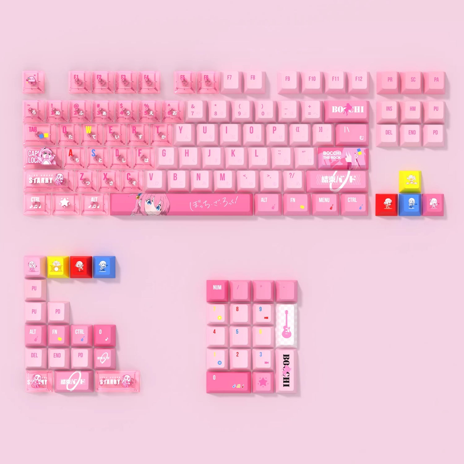 Bocchi The Rock! Theme, Gotoh Hitori, PBT+PC material personalized keycap set, game culture creative decorative keycaps