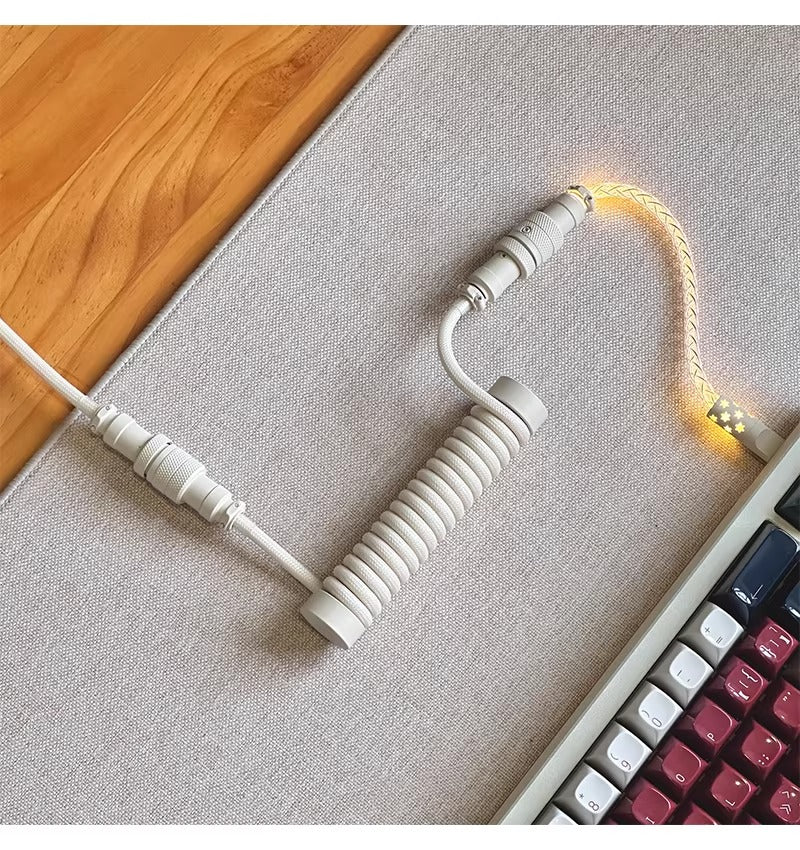 Three segment illuminated aviation plug cable customized keyboard cable 8k customized keyboard data cable