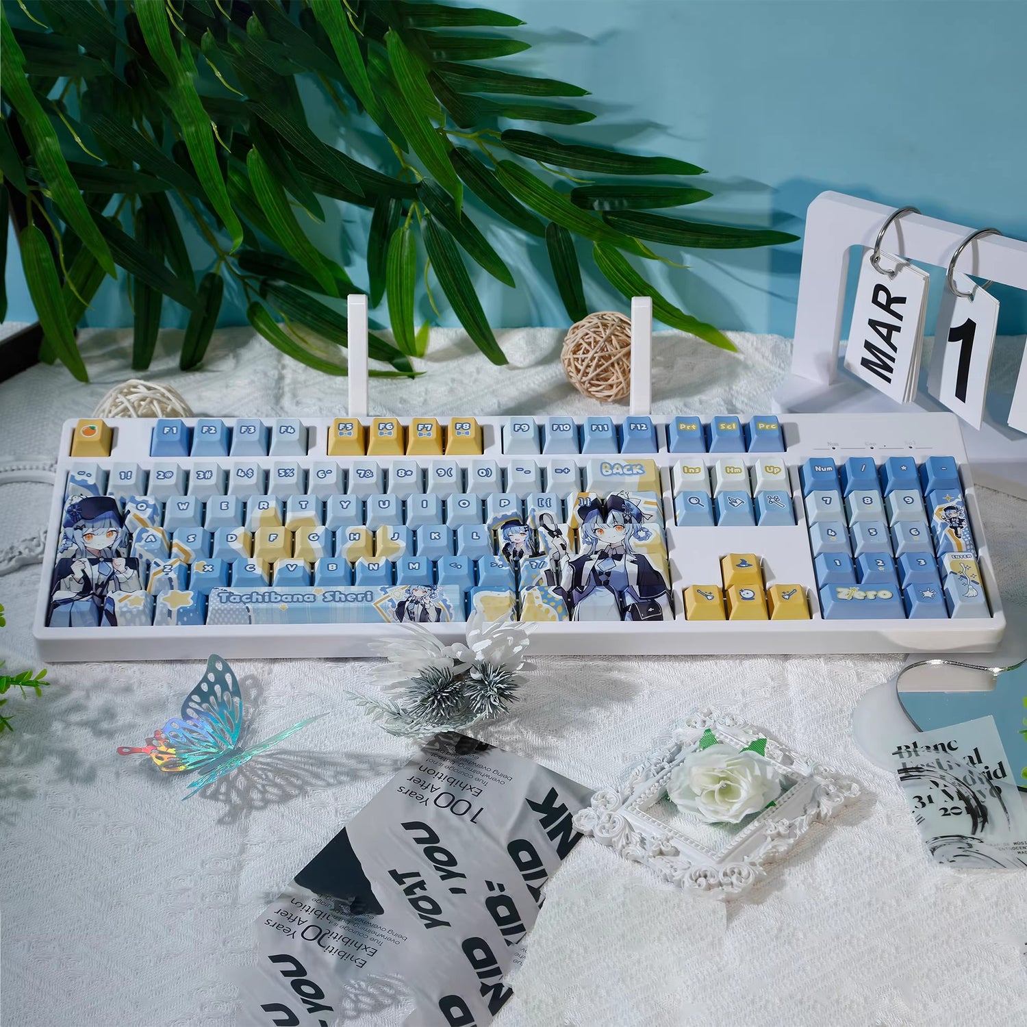 Magical Girl Witch Trial， Tachibana Sherii theme design keycap, decorative keycap set PBT anime animation keycap mechanical keyboard personalized keycap set, suitable for 61/64/68/75/84/87/104 key mechanical keyboards