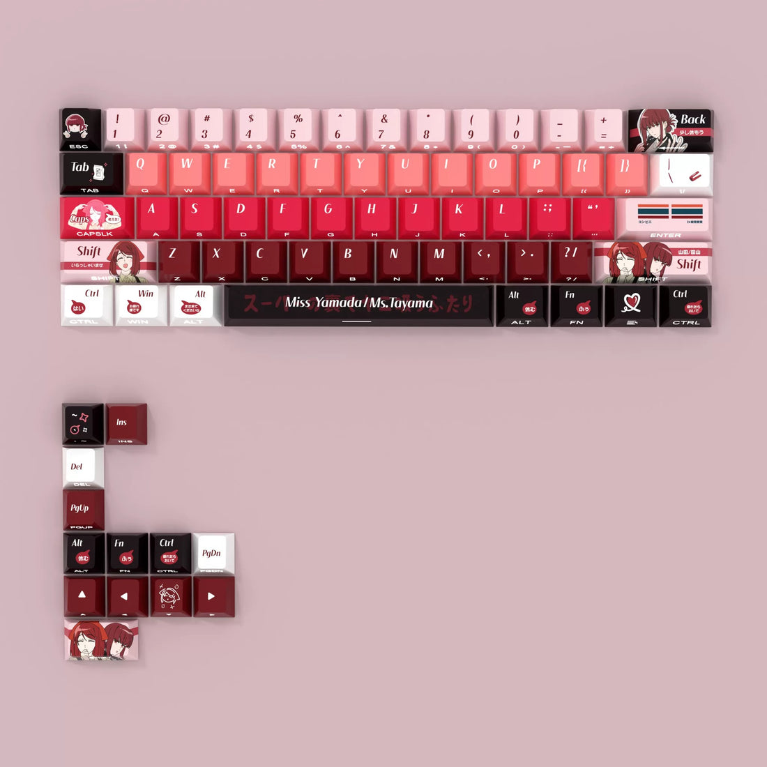 Smoking Behind the Supermarket with You, Yamada themed keycap set, PBT material personalized keycap set, anime and game cultural and creative decorative keycap set, compatible with 61/64/68/75/84/87/104 key mechanical keyboards
